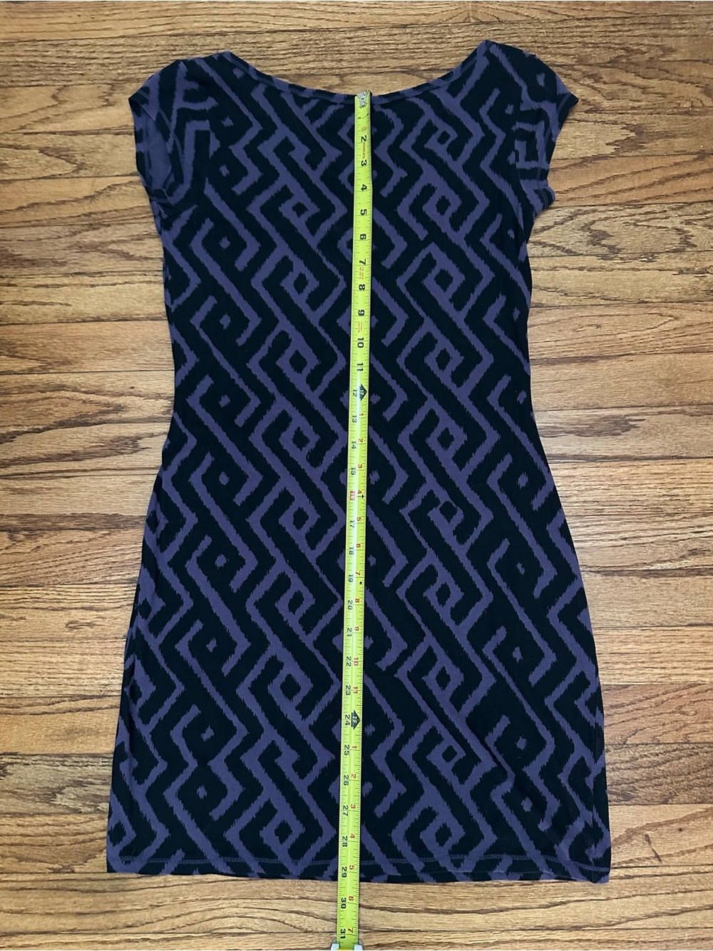 VS Tee Shop Boho Purple and Black Knit Bodycon Dress - XS